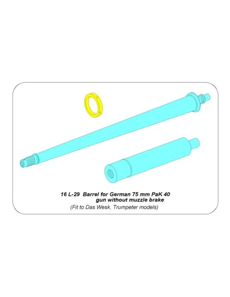 Barrel for German 75 mm PaK 40 gun without muzzle brake, 1/16 - Abe...