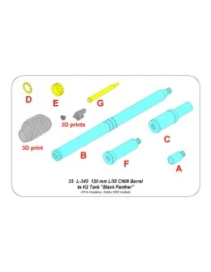 120 mm L/55 CN08 Barrel to K2 Tank Black Panther, 1/35 - Aber Model... 2