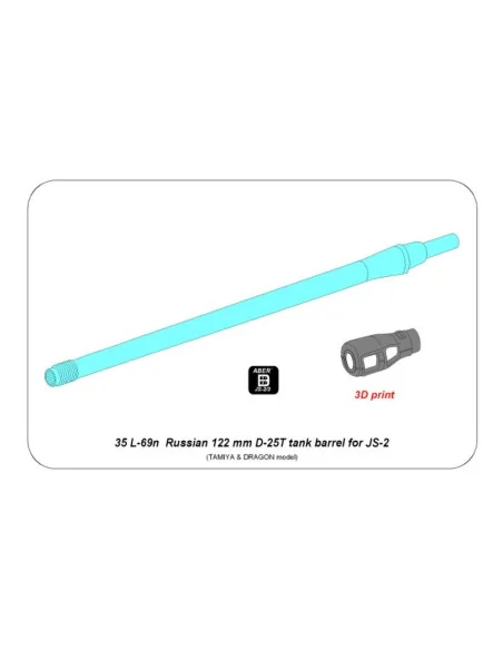 Russian 122 mm D-25T tank Barrel for IS-2, 1/35 - Aber Models 35 L-...