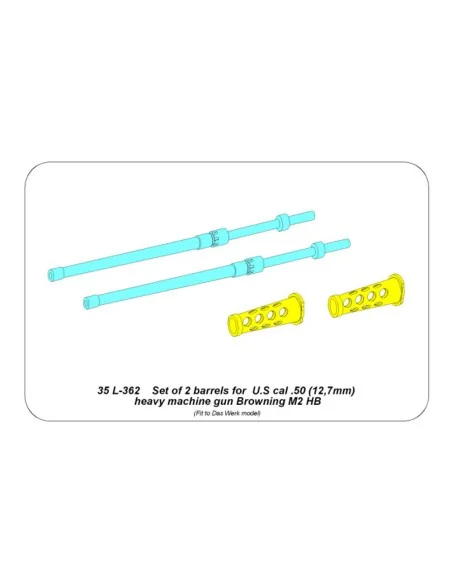 Set of 2 barrels for U.S cal .50 Browning M2 HB, 1/35 - Aber Models...