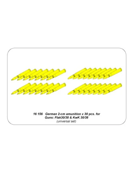 2-cm ammo x 30 pcs. for German Guns: Flak30/38 & KwK 30/38, 1/16 - ...