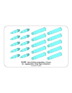 Set of 8, 8cm projectiles for Jagdpanther, King Tiger & Nashorn, 1/...