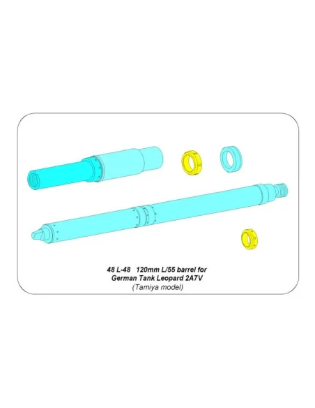 120 mm L/55 Barrel for German Tank Leopard 2A7V, 1/48 - Aber Models...