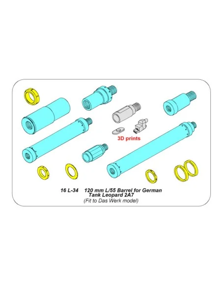 120 mm L/55 Barrel for German Tank Leopard 2A7V, 1/16 - Aber Models...