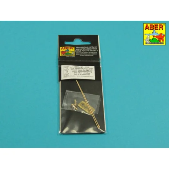 Set of 2 NATO antennas with mount bases - Aber Models R-44