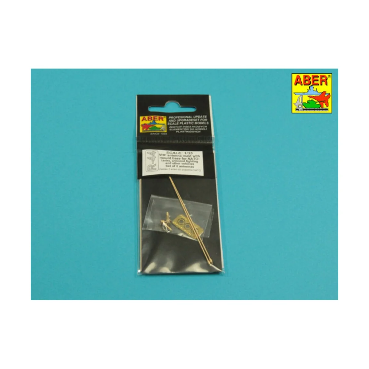 Set of 2 NATO antennas with mount bases - Aber Models R-44