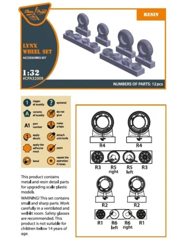 Lynx wheel set for Revell kits, 1/32 - Clear Prop Accessories CPA32009