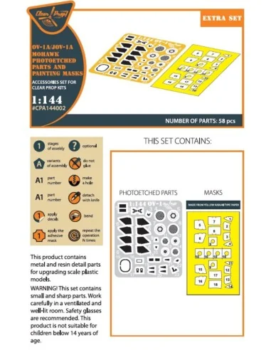 OV-1 A/JOV-1A Mohawk PE parts and painting mask for CP kits, 1/144 ...