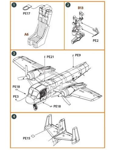 OV-1 A/JOV-1A Mohawk PE parts and painting mask for CP kits, 1/144 ...