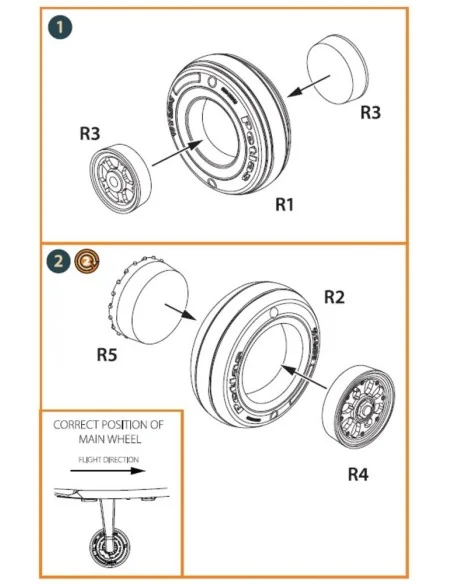 TB.2 wheel set, 1/48 - Clear Prop Accessories CPA48017