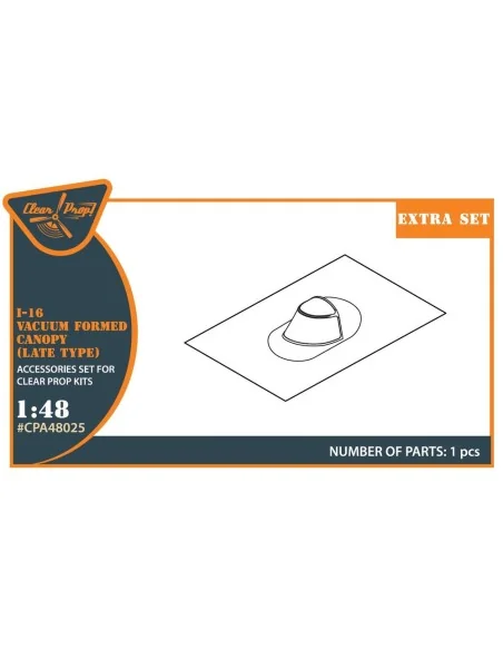 I-16 vacuum formed canopy (late version) for CP kit, 1/48 - Clear P...