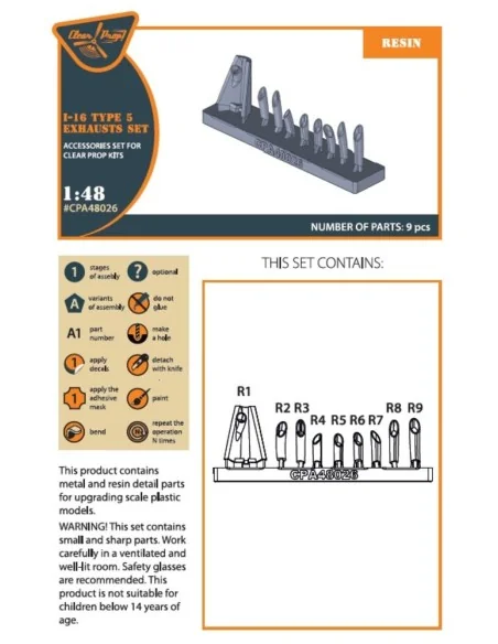 [NO_DESC] I-16 type 5 exhausts for CP kits, 1/48 - Clear Prop Acces...
