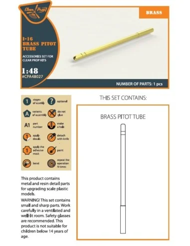 I-16 brass pitot tube, 1/48 - Clear Prop Accessories CPA48027