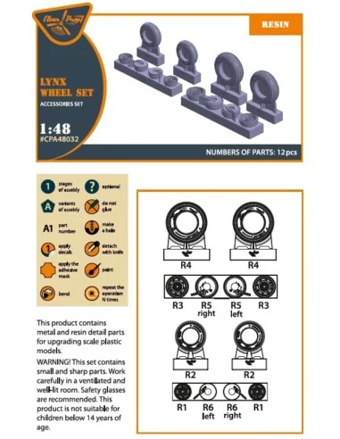 Lynx wheel set for Airfix kits, 1/48 - Clear Prop Accessories CPA48032