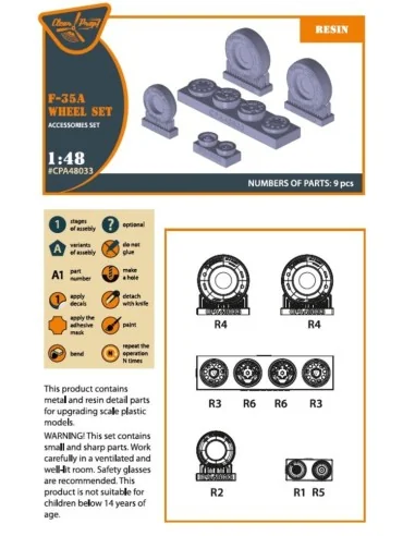 F-35A wheel set, 1/48 - Clear Prop Accessories CPA48033