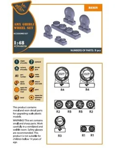 AMX Ghibli wheel set for Kinetic, HobbyBoss kits, 1/48 - Clear Prop... 2