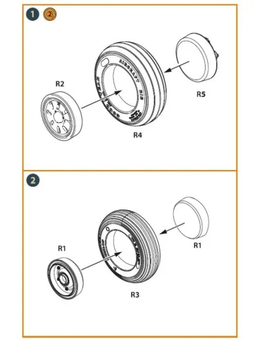 AMX Ghibli wheel set for Kinetic, HobbyBoss kits, 1/48 - Clear Prop...
