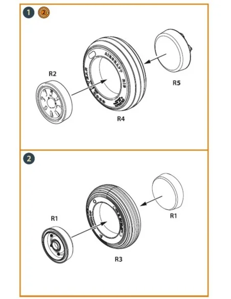 AMX Ghibli wheel set for Kinetic, HobbyBoss kits, 1/48 - Clear Prop...