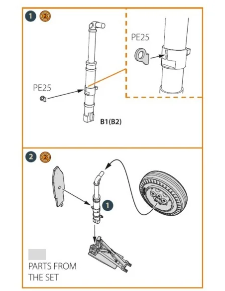 XA2D-1, A2D-1 Skyshark main landing legs for CP kits, 1/48 - Clear ...