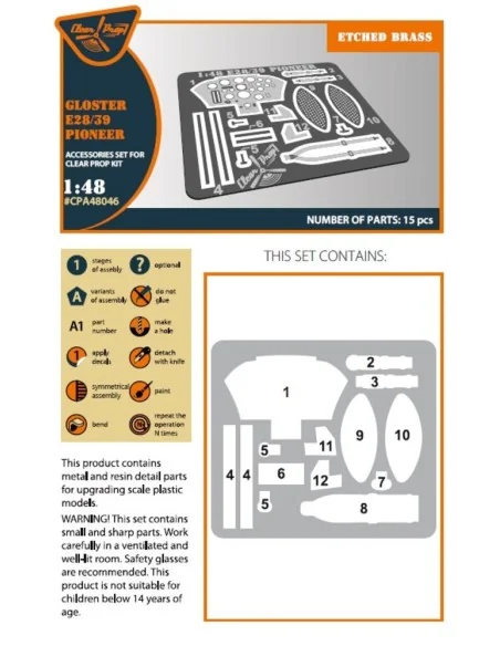Gloster E28/39 Pioneer PE parts for CP kits, 1/48 - Clear Prop Acce...