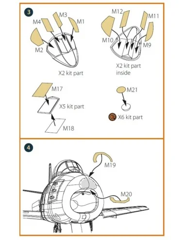 F-86A double-sided painting mask for CP kits, 1/48 - Clear Prop Acc...