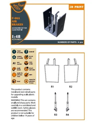 [NO_DESC] F-86A air brakes for CP kits, 1/48 - Clear Prop Accessori...
