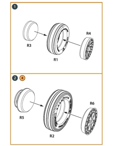 F-86A wheel set type 1 for CP kits, 1/48 - Clear Prop Accessories C...