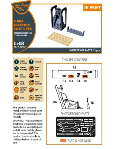 F-86A Ejection seat late for CP kits, 1/48 - Clear Prop Accessories...