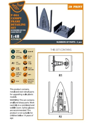 F-86A Canopy frame detailing set for CP kits, 1/48 - Clear Prop Acc...
