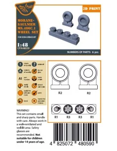 Morane-Saulnier Wheels set for Dora Wings, 1/48 - Clear Prop Access... 2