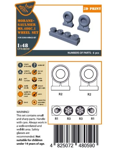 Morane-Saulnier Wheels set for Dora Wings, 1/48 - Clear Prop Access...