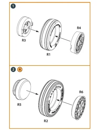 [NO_DESC] F-86A wheel set type 2 for CP kits, 1/48 - Clear Prop Acc...