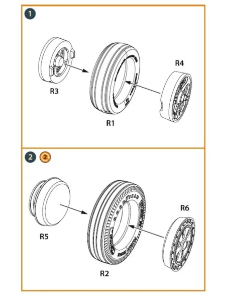 F-86A wheel set type 2 for CP kits, 1/48 - Clear Prop Accessories C...