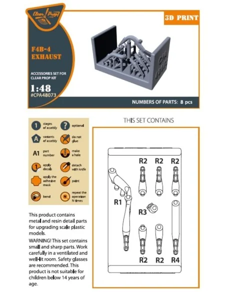 F4B-4 exhausts for CP kits, 1/48 - Clear Prop Accessories CPA48073