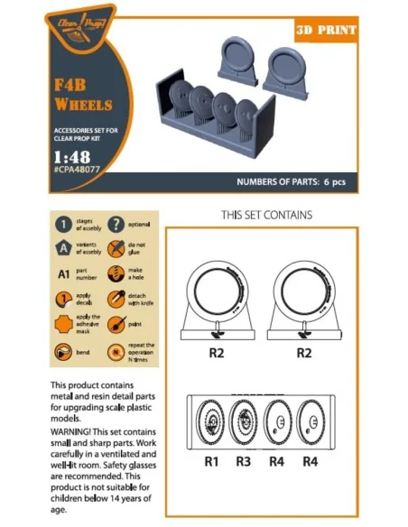 F4B Wheels set for CP kits, 1/48 - Clear Prop Accessories CPA48077