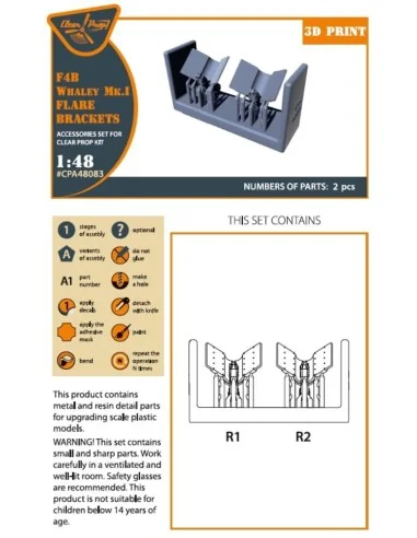 [NO_DESC] F4B Whaley Mk.I Flare brackets for CP kits, 1/48 - Clear ...