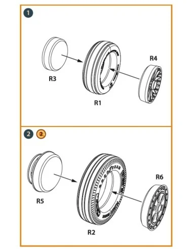 F-86A Wheels set (weighted) type 1 for CP kits, 1/48 - Clear Prop A...
