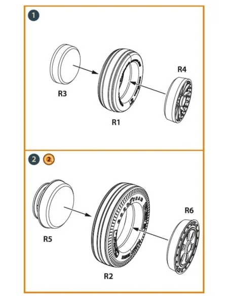 [NO_DESC] F-86A Wheels set (weighted) type 1 for CP kits, 1/48 - Cl...