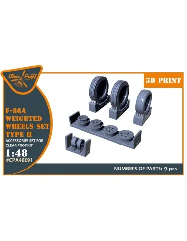 F-86A Wheels set (weighted) type 2 for CP kits, 1/48 - Clear Prop A...