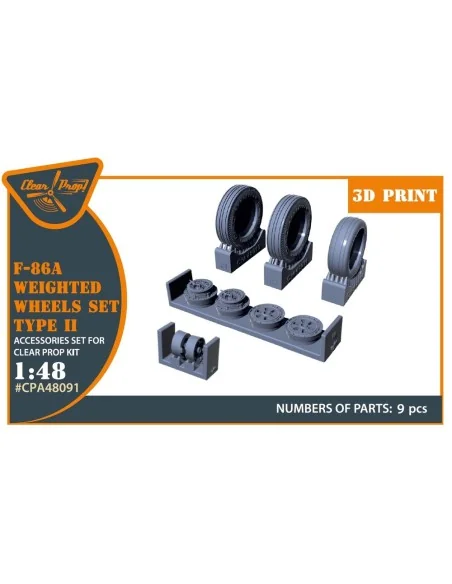 F-86A Wheels set (weighted) type 2 for CP kits, 1/48 - Clear Prop A...