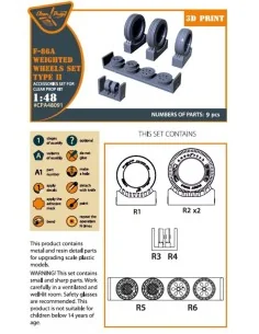 F-86A Wheels set (weighted) type 2 for CP kits, 1/48 - Clear Prop A... 2