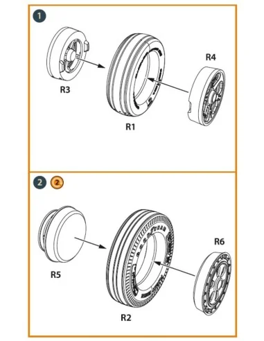 F-86A Wheels set (weighted) type 2 for CP kits, 1/48 - Clear Prop A...