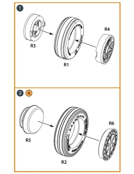 [NO_DESC] F-86A Wheels set (weighted) type 2 for CP kits, 1/48 - Cl...