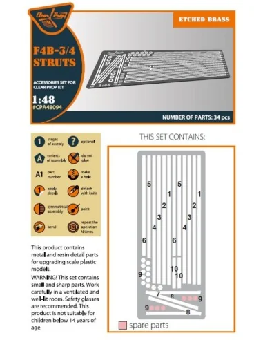 F4B-3/4 Strubs for CP kits, 1/48 - Clear Prop Accessories CPA48094