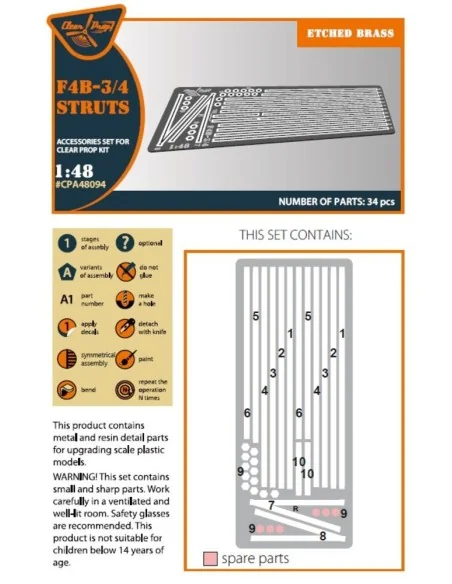 [NO_DESC] F4B-3/4 Strubs for CP kits, 1/48 - Clear Prop Accessories...