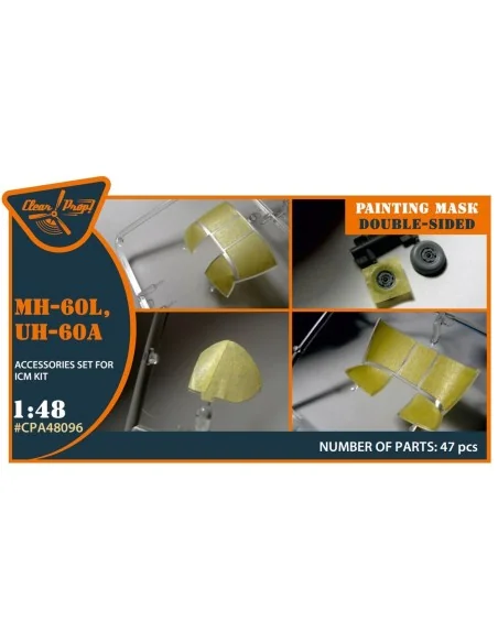 UH-60A, MH-60L double-sided painting mask for ICM kit, 1/48 - Clear...