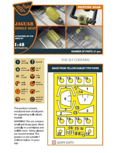 Jaguar Single seat painting mask for Airfix kit, 1/48 - Clear Prop ...