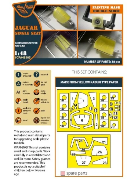 Jaguar Single seat double-sided painting mask for Airfix kit, 1/48 ...