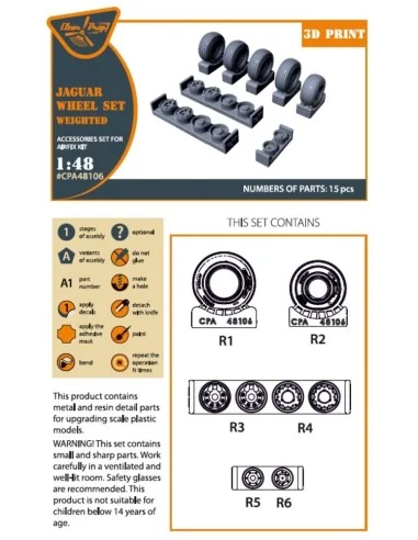 Jaguar Wheels set (weighted) for Airfix kit, 1/48 - Clear Prop Acce...