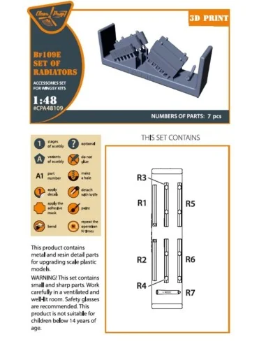 Bf-109E set of radiators for Wingsy Kits, 1/48 - Clear Prop Accesso...